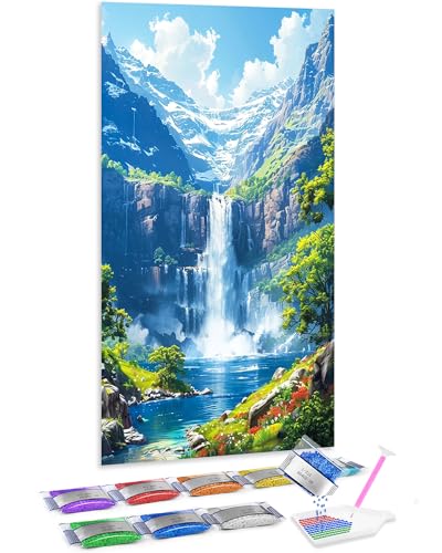 Jumpdot 5D Diamond Painting DIY Groß schöner Wasserfall Indie Room Decor Diamant Kunst Kit 70x40 cm von Jumpdot