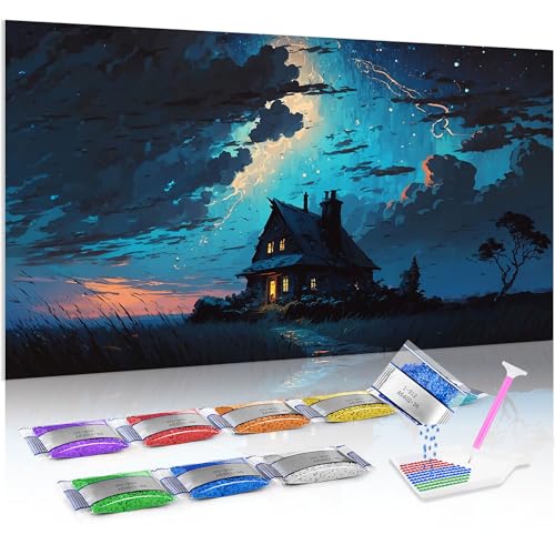 Jumpdot 5D Diamond Painting Set DIY Full Groß Nachtansicht Aesthetic Room Decor Diamant Kunst Kit 70x40 cm von Jumpdot