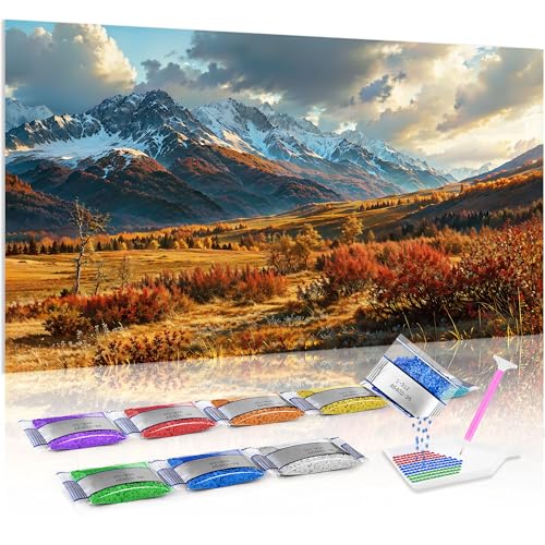 Jumpdot 5D Diamond Painting Set DIY Full Groß Schneegebirgslandschaft Home Decoration Diamant Kunst Kit 70x40 cm von Jumpdot