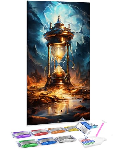 Jumpdot 5D Diamond Painting Set DIY Full Groß Zeit und Sanduhr Wandbilder Wohnzimmer Diamant-Kunst-Kit 70x40 cm von Jumpdot