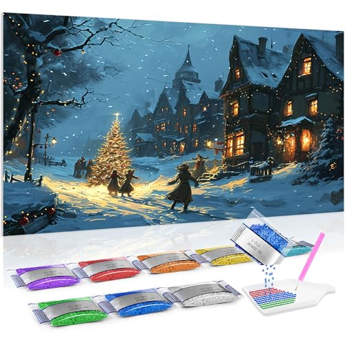 Jumpdot 5D Diamond Painting Set DIY Groß Weihnachten und Weihnachtsbaum Wohnzimmer Dekoration Diamant Kunst Kit 70x40 cm von Jumpdot