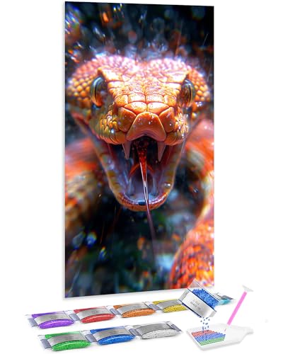 Jumpdot 5D Diamond Painting Zubehör DIY Full Groß Kobra-Angriff Indie Room Decor Diamant Kunst Kit 110x60 cm von Jumpdot