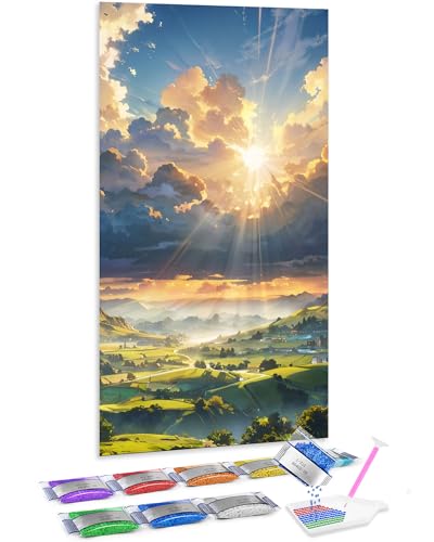 Jumpdot 5D Diamond Painting Zubehör DIY Full Groß Sonnenschein und Natur Wall Decor Diamant Kunst Kit 70x40 cm von Jumpdot