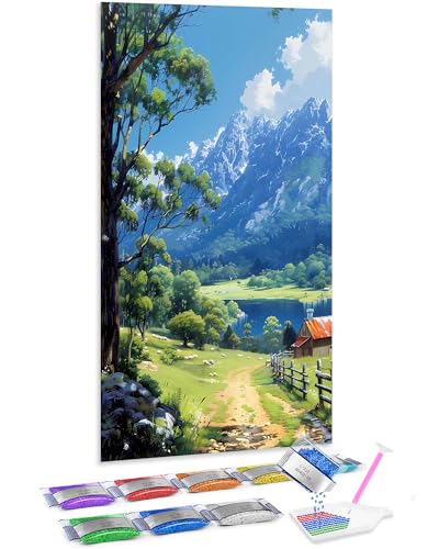 Jumpdot 5D Diamond Painting Zubehör DIY Full Groß Zaunweg Decoration Diamant Kunst Kit 70x40 cm von Jumpdot