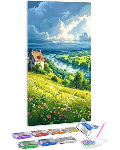 Jumpdot 5D Diamond Painting Zubehör DIY Groß Hang und Fluss Home Decoration Diamant Kunst Kit 70x40 cm von Jumpdot