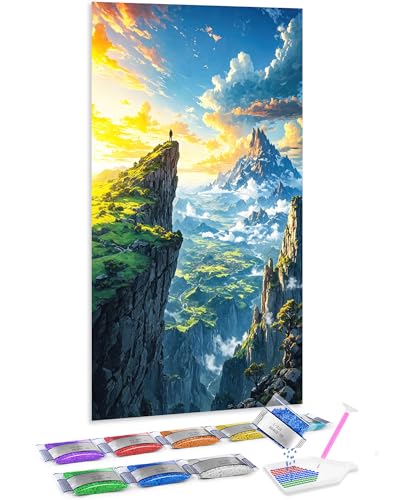 Jumpdot 5D Diamond Painting Zubehör DIY Groß Kletterer auf Klippe Wanddekoration Diamant Kunst Kit 70x40 cm von Jumpdot