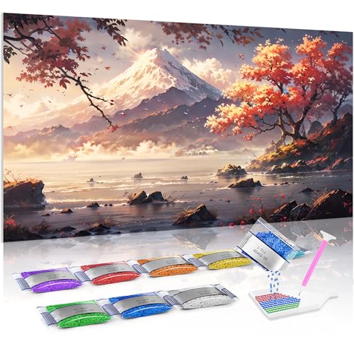 Jumpdot 5D Diamond Painting Zubehör DIY Groß Verschneite Berge und See Decoration Diamant Kunst Kit 70x40 cm von Jumpdot