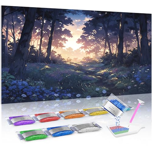 Jumpdot 5D Diamond Painting Zubehör DIY Groß Waldlandschaft Wall Decoration Diamant Kunst Kit 70x40 cm von Jumpdot