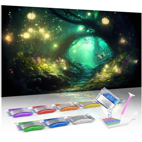 Jumpdot 5D Diamond Painting Zubehör DIY Groß Waldnacht Wohnzimmer Dekoration Diamant Kunst Kit 70x40 cm von Jumpdot