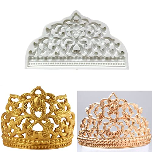 Silikon Crown Fondant Zuckerhandwerk Dekoration Form Schokolade Backform Bordüre Dekorieren Werkzeug Ton Gebäck DIY Zucker Handwerk Tiara Barock Hochzeitstorte Dekor Formen von Jumyee