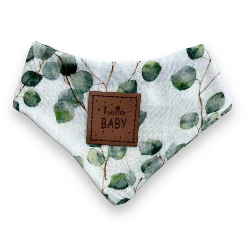 Musselintuch "Hello Baby" Eukalyptus Dreieckstuch Tuch Halstuch Baby Kind Kleinkind Geschenk Newborngift Lätzchen von JunaKindermodede