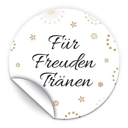 100 Aufkleber Für Freudentränen Etiketten für Taschentücher, Gastgeschenke, Mitgebsel bei Hochzeit Taufe Kommunion Konfirmation Jubiläum Geburtstag (5 cm rund) Gold von Junapack