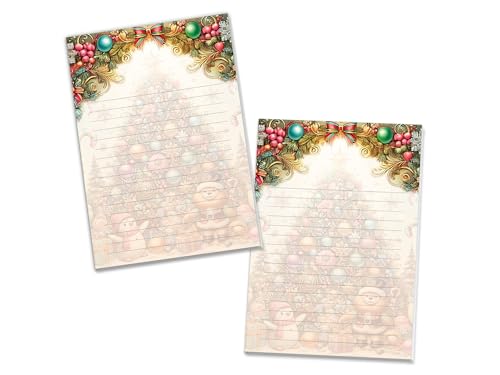 2 bunte Schreibblöcke Motivpapier Briefbögen Notizblöcke mit Linien Weihnachten Christmas Winter Geschenk Wichtelgeschenk für Kinder Jungen Mädchen Schule (2 Blöcke A5 mit je 25 Blättern) von Junapack