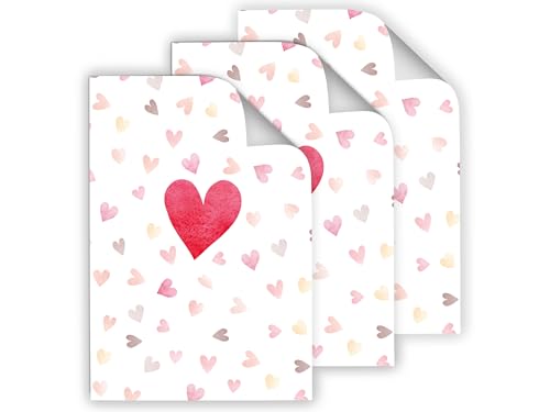 6 Geschenkpapier-Bögen hochwertige reißfeste Geschenkverpackung Packpapier einzigartiges Design elegante Verpackung rosa Herz Geburtstag Hochzeit Jubiläum (6 Bögen je A3-Format) von Junapack