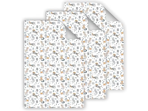 6 Geschenkpapier-Bögen hochwertige reißfeste Geschenkverpackung für Kinder Mädchen Junge Katze lustige Katzen Tiere für kleine Geschenke für Geburtstag Weihnachten (6 Bögen je A3-Format) von Junapack