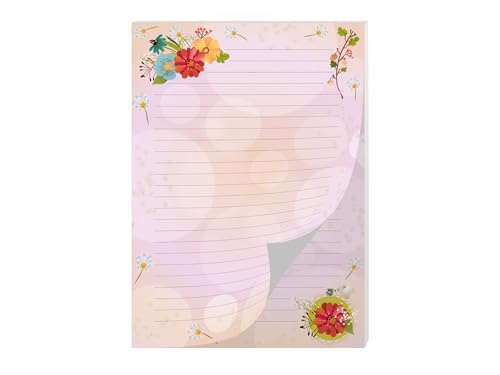 Briefpapier Briefblock Heft Notizblock für Jungen Mädchen Kinder Tiere Reh Blumen lila (1 Block A4 mit 25 Blätter) von Junapack