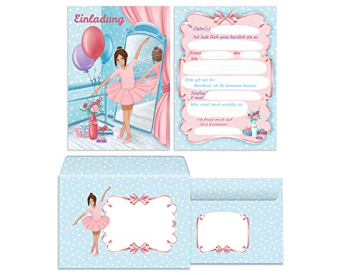 Junapack 12 Einladungskarten incl. 12 Umschläge zum Kindergeburtstag Mädchen Ballerina von Junapack