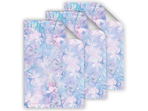 Junapack 12 Geschenkpapier-Bögen hochwertige reißfeste Geschenkverpackung für Frauen Freundin Kirschblüten Aquarell lila blau für kleine Geschenke für Geburtstag Weihnachten (12 Bögen je A3-Format) von Junapack