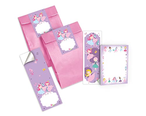 Junapack 6 Lesezeichen + 6 Mini-Notizblöcke + 6 Geschenktüten (rosa) + 6 Aufkleber Ballerina Einhorn Mitgebsel Gastgeschenk beim Kindergeburtstag Mädchen von Junapack