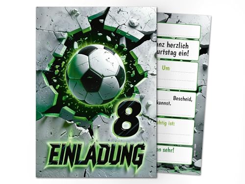 10 Einladungskarten zum 8. Kindergeburtstag Fußball Fussball Kinder Jungen coole bunte Einladungen achte Geburtstag Geburtstagseinladungen Kids 10 Einladungskarten zum 8. Kindergeburtstag Fußball Fussball Kinder Jungen coole bunte Einladungen achte Geburtstag Geburtstagseinladungen Kids von Junaversum