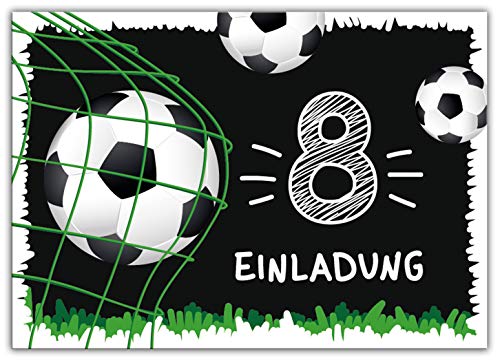 10 Einladungskarten zum 8. Kindergeburtstag achte Geburtstag Jungen Fussball Fußball von Junaversum