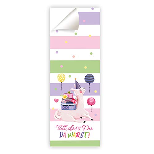 12 Aufkleber TOLL, DASS DU DA WARST! / Lama Sticker für Geschenktüten bei Kindergeburtstag Geburtstag Hochzeit Taufe (12 Aufkleber) von Junaversum