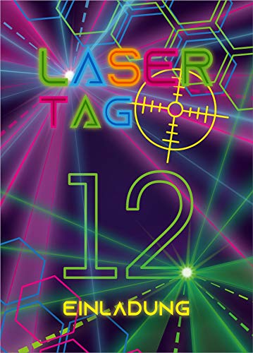 12 Einladungskarten zum 12. Geburtstag zwölfte Kindergeburtstag Lasertag Party Mädchen Jungen/Laser Tag von Junaversum