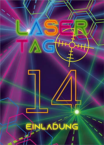 12 Einladungskarten zum 14. Geburtstag vierzehnte Kindergeburtstag Lasertag Party Mädchen Jungen/Laser Tag von Junaversum