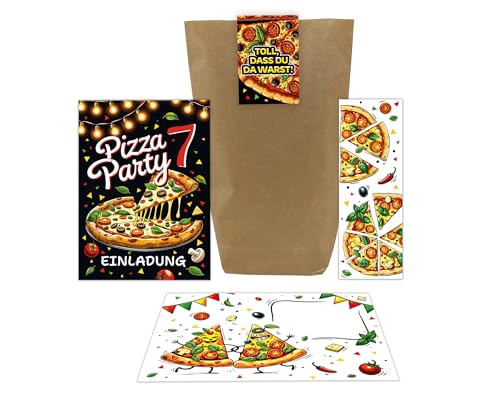 12 Einladungskarten zum 7. Kindergeburtstag Pizza Party Pizza-Party Pizzaessen Kinder Mädchen Jungen Einladungen siebte Geburtstag inkl. 12 Umschläge, 12 Tüten, 12 Aufkleber, 12 Lesezeichen 12 Einladungskarten zum 7. Kindergeburtstag Pizza Party Pizza-Party Pizzaessen Kinder Mädchen Jungen Einladungen siebte Geburtstag inkl. 12 Umschläge, 12 Tüten, 12 Aufkleber, 12 Lesezeichen von Junaversum