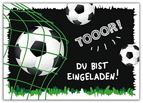 12 Einladungskarten zum Kindergeburtstag Jungen Fussball Fußball von Junaversum