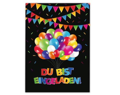 12 Einladungskarten zum Kindergeburtstag Jungen Mädchen Luftballons Einladungen für Kinder Geburtstag von Junaversum