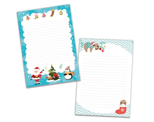 2 Blöcke Notizblock liniert Weihnachtsbriefpapier Weihnachten Weihnachtspapier Brief an Weihnachtsmann Kindermotiv für Mädchen Jungen (2 Blöcke/Variante 5 mit je 25 Blätter in A5-Format) von Junaversum