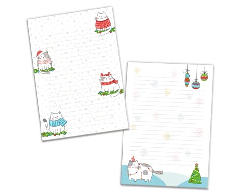 2 Blöcke Notizblock liniert Weihnachtsbriefpapier Weihnachten Weihnachtspapier Brief an Weihnachtsmann Kindermotiv für Mädchen Jungen (2 Blöcke/Variante 5 mit je 25 Blätter in A5-Format) von Junaversum