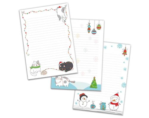 3 Blöcke Notizblock Weihnachten Weihnachtsbriefpapier Weihnachtspapier Brief an Weihnachtsmann liniert Kindermotiv für Mädchen Jungen (3 Blöcke/Variante 5 mit je 25 Blätter in A5-Format) von Junaversum