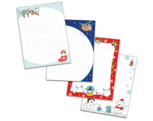 4 Blöcke Notizblock Weihnachtsbriefpapier Weihnachten Weihnachtspapier Brief an Weihnachtsmann liniert Kindermotiv für Mädchen Jungen (4 Blöcke/Variante 4 mit je 25 Blätter in A5-Format) von Junaversum