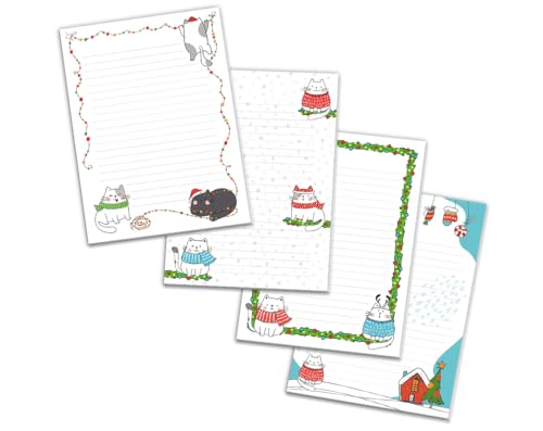 4 Blöcke Notizblock Weihnachtsbriefpapier Weihnachten Weihnachtspapier Brief an Weihnachtsmann liniert Kindermotiv für Mädchen Jungen (4 Blöcke/Variante 4 mit je 25 Blätter in A5-Format) von Junaversum