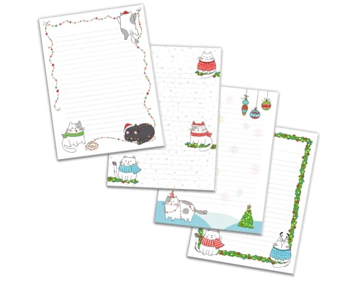 4 Blöcke Notizblock liniert Weihnachtsbriefpapier Weihnachten Weihnachtspapier Brief an Weihnachtsmann Kindermotiv für Jungen Mädchen (4 Blöcke/Variante 4 mit je 25 Blätter in A5-Format) von Junaversum