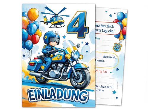 6 Einladungskarten zum 4. Kindergeburtstag Jungen Polizei Junge Kinder coole bunte Einladungen vierte Geburtstag Geburtstagseinladungen Kids 6 Einladungskarten zum 4. Kindergeburtstag Jungen Polizei Junge Kinder coole bunte Einladungen vierte Geburtstag Geburtstagseinladungen Kids von Junaversum