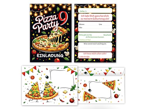 8 Einladungskarten inkl. 8 Umschläge zum 9. Kindergeburtstag Pizza Party Pizza-Party Pizzaessen Kinder Mädchen Jungen Einladungen neunte Geburtstag Geburtstagseinladungen 8 Einladungskarten inkl. 8 Umschläge zum 9. Kindergeburtstag Pizza Party Pizza-Party Pizzaessen Kinder Mädchen Jungen Einladungen neunte Geburtstag Geburtstagseinladungen von Junaversum
