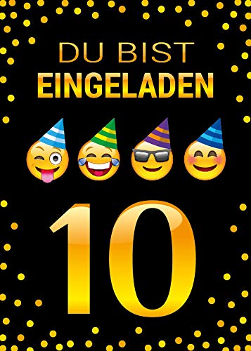 12 Einladungskarten zum 10. Kindergeburtstag Mädchen Jungen coole bunte Einladungen zehnte Geburtstag Kinder von Junaversum