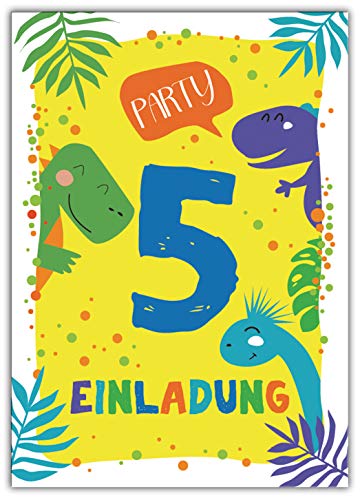 Junaversum 12 Einladungskarten zum 5. Kindergeburtstag Jungen Dinosaurier Einladungen fünfte Geburtstag von Junaversum