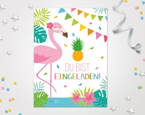 Junaversum 12 Einladungskarten zum Kindergeburtstag Mädchen Flamingo Einladungen Geburtstag Kinder Mädchengeburtstag von Junaversum