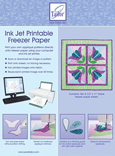 June Tailor Print Freezer Paper Inkjet bedruckbares Gefrierpapier, 21,6 x 27,9 cm, 10 Stück, Papier, weiß von June Tailor