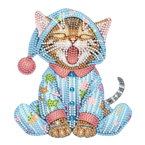 Junerain DIY Diamond Art Painting Halloween Dekor Kürbis und Katzen Schaukel Ornamente für Auto, 5D Halloween Tiere Diamant Painting Tischdekor für Heim und Bürodekoration von Junerain