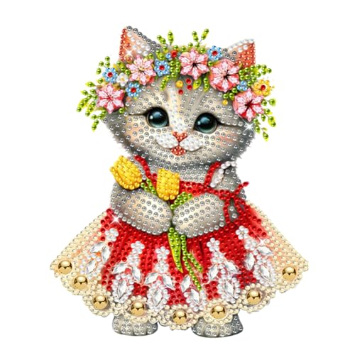 Junerain DIY Diamond Art Painting Halloween Dekor Kürbis und Katzen Schaukel Ornamente für Auto, 5D Halloween Tiere Diamant Painting Tischdekor für Heim und Bürodekoration von Junerain