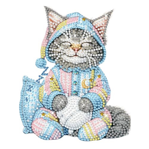 Junerain DIY Diamond Art Painting Halloween Dekor Kürbis und Katzen Schaukel Ornamente für Auto, 5D Halloween Tiere Diamant Painting Tischdekor für Heim und Bürodekoration von Junerain