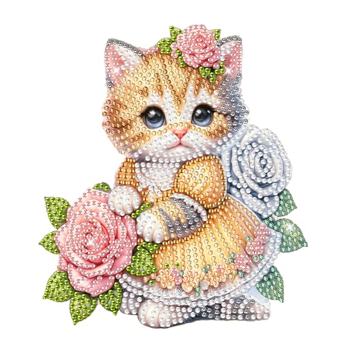 Junerain DIY Diamond Art Painting Halloween Dekor Kürbis und Katzen Schaukel Ornamente für Auto, 5D Halloween Tiere Diamant Painting Tischdekor für Heim und Bürodekoration von Junerain