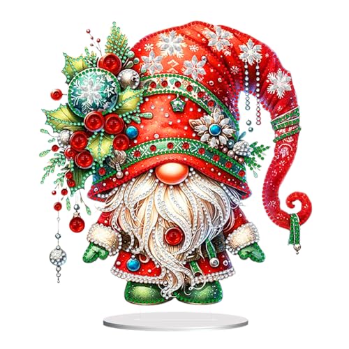 Junerain DIY Diamond Art Painting Weihnachten Deko 5D Diamant Painting Tisch Deko mit Weihnachts Zwerg Elementen,Weihnachts Ständer Desktop Ornamente for das Heimbüro von Junerain