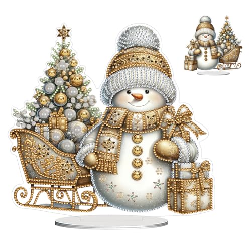 Junerain DIY Diamond Art Painting Weihnachten Deko Doppel Seitige 5D Diamant Painting Tisch Deko Diamant Malerei Schneemann Weihnachts Ornamente Geschenk Hausgeschenk von Junerain