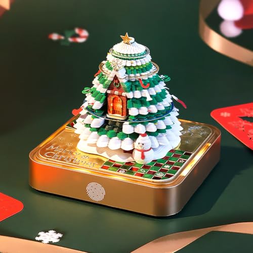 Junerain Time Piece Kalender 2025 Weihnachts Notizblock 3D Kalender mit LED Licht, 2025 christmas kalender Papierschnitzkunst Time Piece Schreibtischkalender DIY Weihnachts dekor Geschenke von Junerain